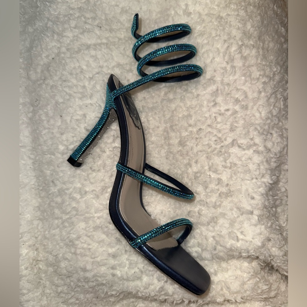 Rene Caovilla Blue Spiral Heels